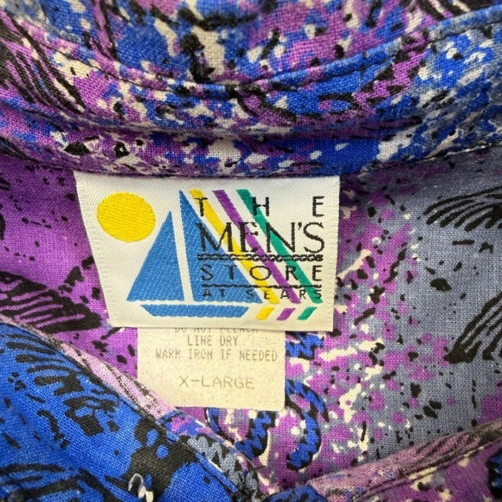 VTG 80s 90s The Men's Store Sears Vicious Fishes Short Sleeve Button Shirt XL - Picture 7 of 14